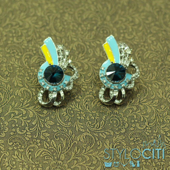 Blue stone studded earrings